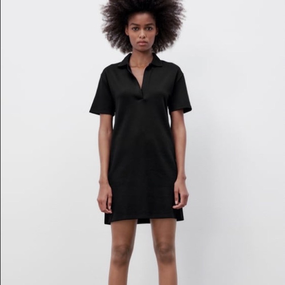 Zara Black Polo Dress Small NWT